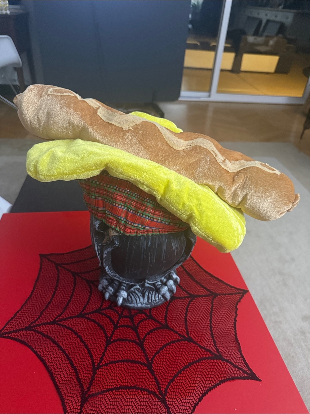 Hot Dog Costume Hat - Yellow and Brown Plush Party Accessory